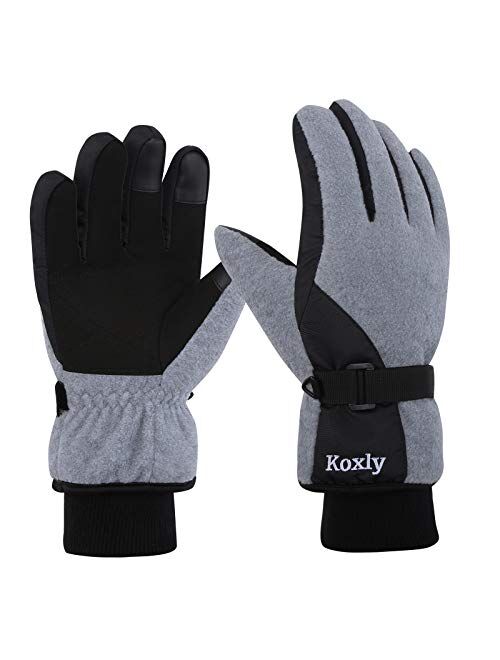 Koxly Winter Gloves Waterproof Windproof 3M Insulated Gloves 3 Fingers Dual-layer Touchscreen Gloves for Men and Women