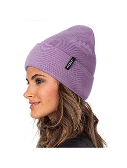 Womens Knit Beanie Hat Acrylic Winter Hats for Women Men Soft Warm Unisex Cuffed Beanie