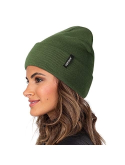 Womens Knit Beanie Hat Acrylic Winter Hats for Women Men Soft Warm Unisex Cuffed Beanie