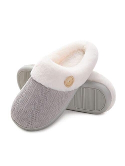 Vonluxe Women's Fuzzy House Slippers Comfy Memory Foam Bedroom Slippers Warm Slip On Light Shoes Outdoor Indoor Faux Fur Lined