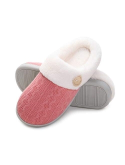 Vonluxe Women's Fuzzy House Slippers Comfy Memory Foam Bedroom Slippers Warm Slip On Light Shoes Outdoor Indoor Faux Fur Lined