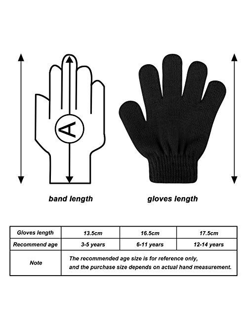 Kids Gloves, 8 Pairs Valentine's Day Winter Knit Gloves Full Finger Stretchy Magic Gloves for Boys and Girls