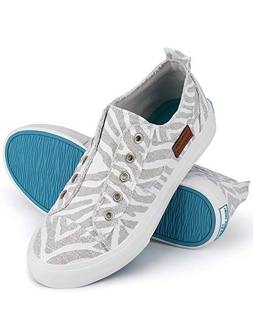 Women Canvas Sneakers Slip On Shoes Low Tops Casual Walking Shoes Comfortable