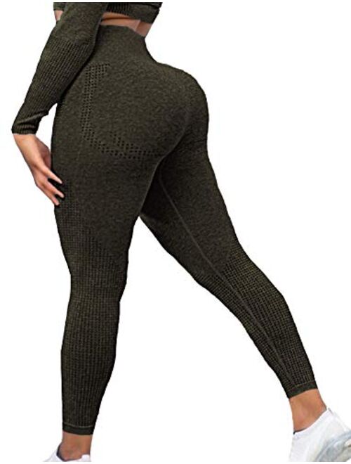 SEASUM Womens High Waist Seamless Leggings Workout Yoga Stretch Pants Butt Lift Tummy Control Tights