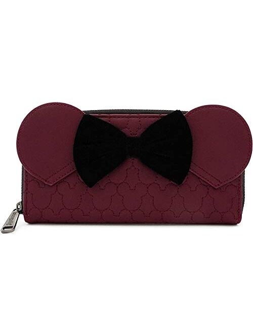 Loungefly x Minnie Mouse Quilted Zip-Around Wallet with Velvet Bow