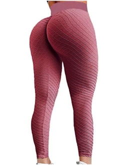 Ruched Butt Lifting High Waist Textured Yoga Pants Tummy Control Workout Leggings