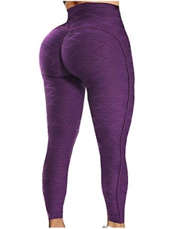 Ruched Butt Lifting High Waist Textured Yoga Pants Tummy Control Workout Leggings