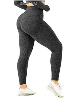 Women High Waisted Leggings Seamless Workout Yoga Pants Butt Lift Tummy Control