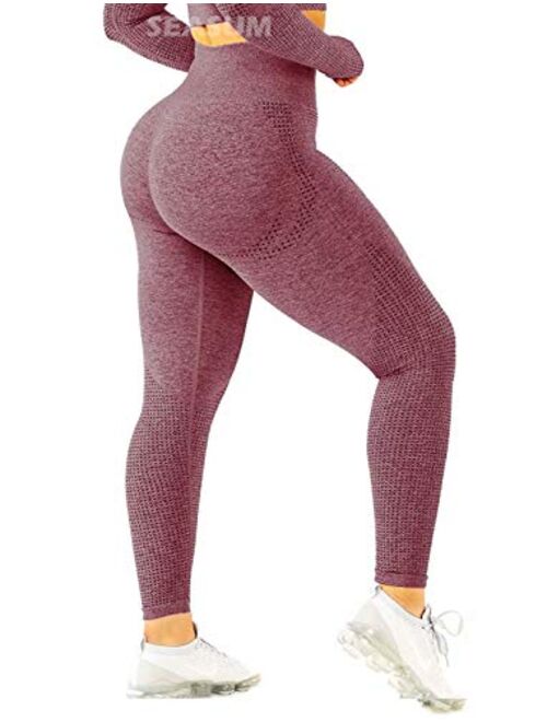 Seasum Women High Waisted Leggings Seamless Workout Yoga Pants Butt Lift Tummy Control