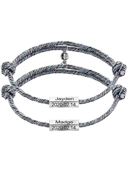 Mutual Attraction Rope Braided Couple Bracelets Charm Pendants with Magnetic Bells 2 PCS Gift Jewelry Set for Women Men