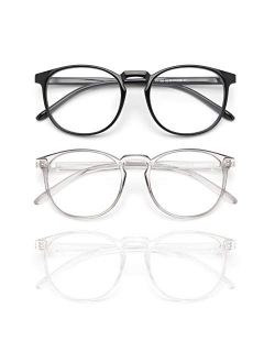 IBOANN 3 Pack Blue Light Blocking Glasses Women/Men, Round Fashion Retro Frame, Vintage Fake Eyeglasses with Clear Lens