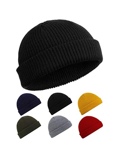 SATINIOR Trawler Beanie Watch Hat Roll-up Edge Skullcap Fisherman Beanie for Men Women