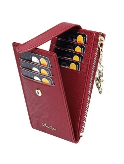 Badiya RFID Card Holder Wallet for Women Slim Bifold Zipper Card Cases Money Organizers