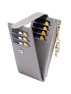 Badiya RFID Card Holder Wallet for Women Slim Bifold Zipper Card Cases Money Organizers