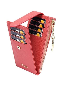 Badiya RFID Card Holder Wallet for Women Slim Bifold Zipper Card Cases Money Organizers