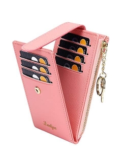 Badiya RFID Card Holder Wallet for Women Slim Bifold Zipper Card Cases Money Organizers