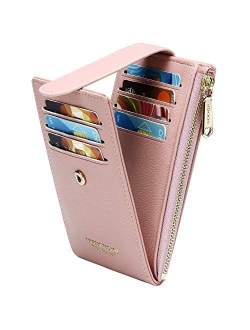 Badiya RFID Card Holder Wallet for Women Slim Bifold Zipper Card Cases Money Organizers