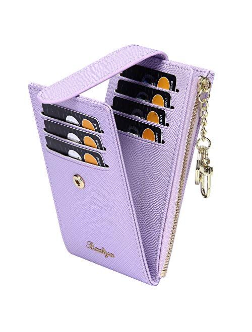 Badiya RFID Card Holder Wallet for Women Slim Bifold Zipper Card Cases Money Organizers