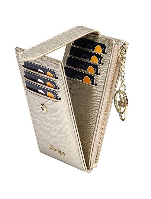 Badiya RFID Card Holder Wallet for Women Slim Bifold Zipper Card Cases Money Organizers