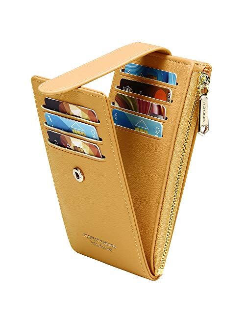 Badiya RFID Card Holder Wallet for Women Slim Bifold Zipper Card Cases Money Organizers