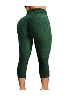 CROSS1946 Ruched Butt Lifting High Waist Textured Yoga Pants Tummy Control Workout Leggings