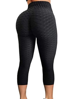 CROSS1946 Ruched Butt Lifting High Waist Textured Yoga Pants Tummy Control Workout Leggings