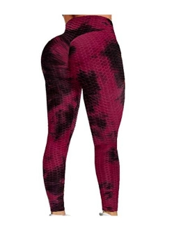 CROSS1946 Ruched Butt Lifting High Waist Textured Yoga Pants Tummy Control Workout Leggings