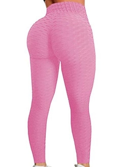 CROSS1946 Ruched Butt Lifting High Waist Textured Yoga Pants Tummy Control Workout Leggings