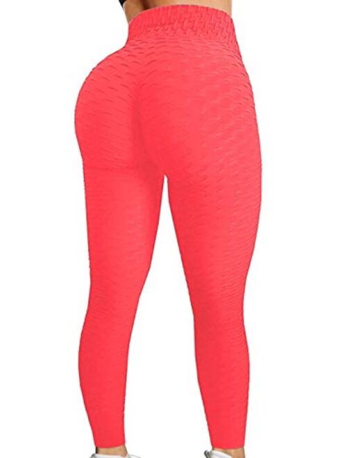 CROSS1946 Ruched Butt Lifting High Waist Textured Yoga Pants Tummy Control Workout Leggings