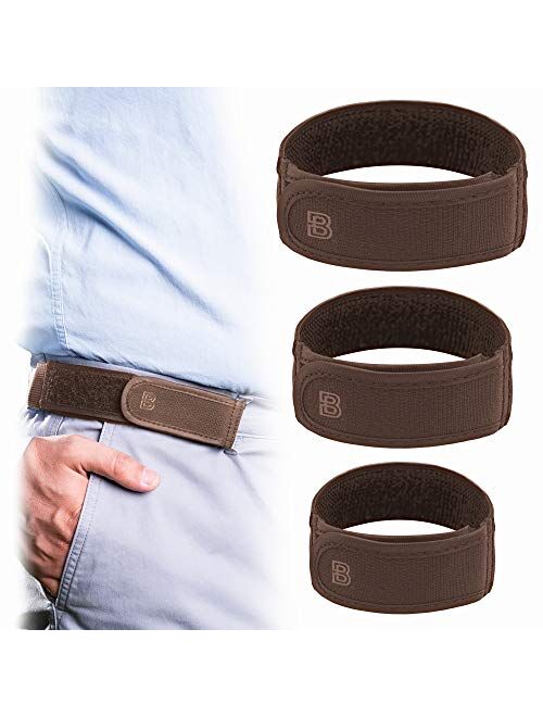 BeltBro Titan No Buckle Free Belt Elastic For Men 3 Pack (S, M, L) Fits 1.5 Inch Belt Loops, Comfortable and Easy To Use