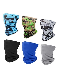 6 Pieces Sun UV Protection Face Mask Neck Gaiter Windproof Scarf Sunscreen Breathable Bandana Balaclava for Sport&Outdoor