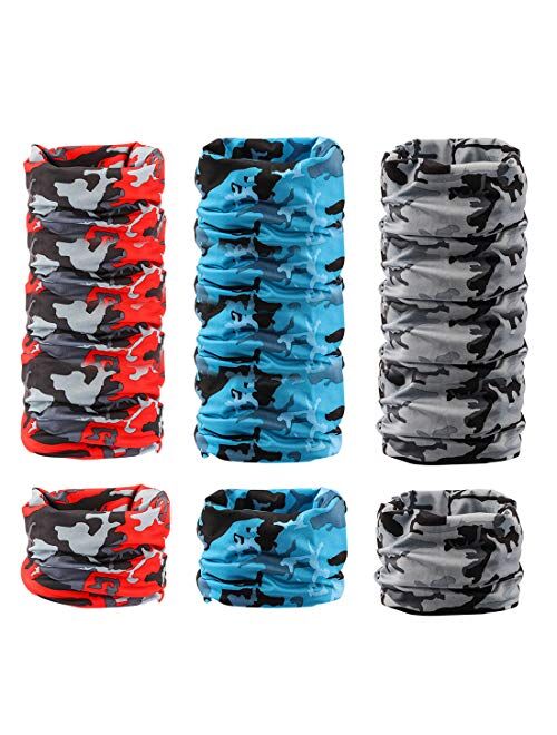 6 Pieces Sun UV Protection Face Mask Neck Gaiter Windproof Scarf Sunscreen Breathable Bandana Balaclava for Sport&Outdoor