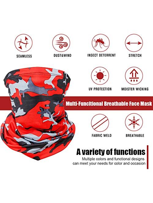 6 Pieces Sun UV Protection Face Mask Neck Gaiter Windproof Scarf Sunscreen Breathable Bandana Balaclava for Sport&Outdoor