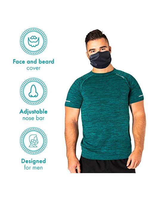 MASHELE Summer Face and Beard Headwear Reversible Reusable Doublesided Cloth Covering for Bearded Men