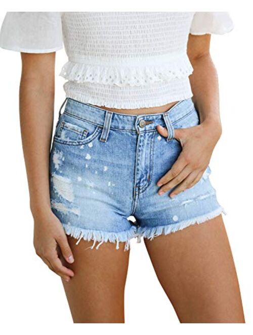 Oflive Women's Sexy High Waisted Stretch Mini Denim Shorts Hot Pants Clubwear