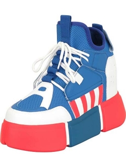 Cambridge Select 90s Rave Hidden Wedges Extra High Chunky Platform Colorful Sneaker