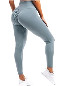 Womens Butt Lift Ruched Yoga Pants Sport Pants Workout Leggings Sexy High Waist Trousers Tight Side Pocket