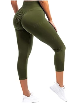 Womens Butt Lift Ruched Yoga Pants Sport Pants Workout Leggings Sexy High Waist Trousers Tight Side Pocket