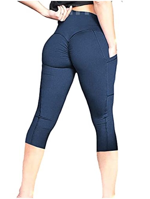 FITTOO Womens Butt Lift Ruched Yoga Pants Sport Pants Workout Leggings Sexy High Waist Trousers Tight Side Pocket