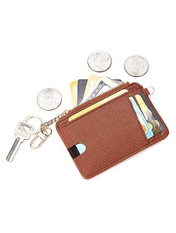 KUKOO Slim Minimalist RFID Credit Card Holder Front Pocket Keychain Wallet for Women Coin Purse with Keychain Gift Box