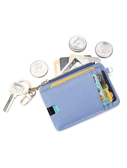 KUKOO Slim Minimalist RFID Credit Card Holder Front Pocket Keychain Wallet for Women Coin Purse with Keychain Gift Box