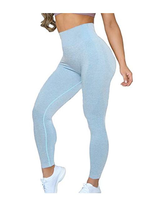 KIWI RATA Women's Workout Seamless Fitness Yoga High Waist Tummy Control Compression Leggings Butt Lift Active Tights Stretch Pants