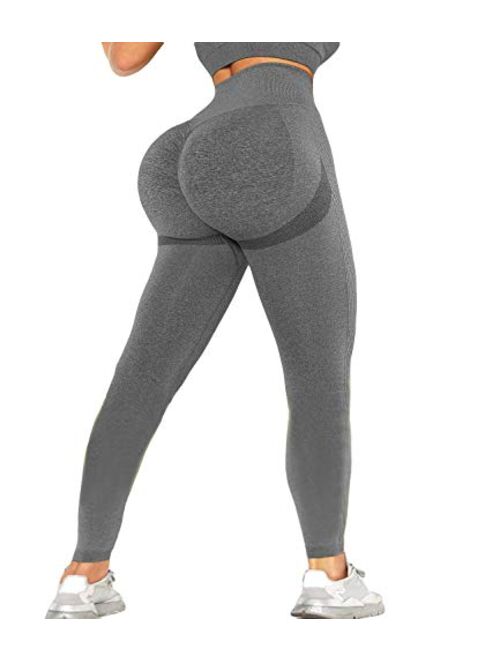 KIWI RATA Women's Workout Seamless Fitness Yoga High Waist Tummy Control Compression Leggings Butt Lift Active Tights Stretch Pants