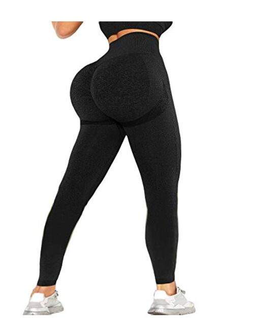 KIWI RATA Women's Workout Seamless Fitness Yoga High Waist Tummy Control Compression Leggings Butt Lift Active Tights Stretch Pants