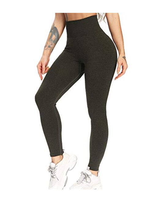 KIWI RATA Women's Workout Seamless Fitness Yoga High Waist Tummy Control Compression Leggings Butt Lift Active Tights Stretch Pants