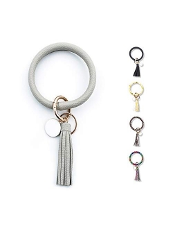 FindFun Key Ring Chain Wristlet Keychain Bracelet for Women Girls Leather Tassel Bangle Key Ring