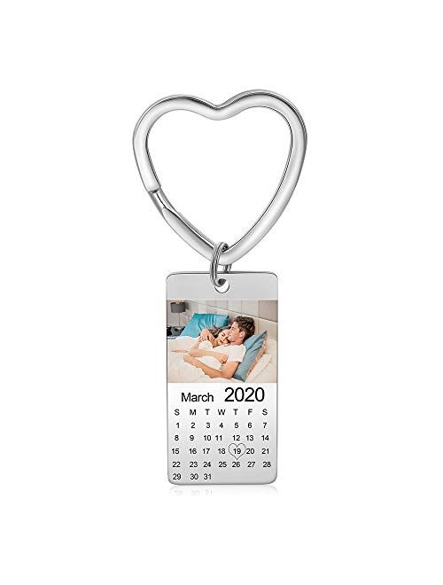 Customized Photo Key Chain for Couple Personalized Picture of Family Pets Friends Key Ring Heart-Shape Keychain Personalized Photo 