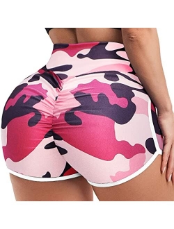 YOFIT Womens Sexy Ruched Butt Lifting Gym Shorts High Waisted Booty Yoga Shorts Workout Running Twerking Daisy Dukes Shorts