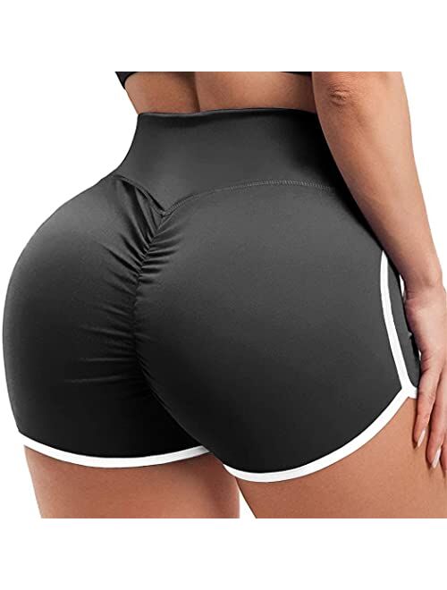 YOFIT Womens Sexy Ruched Butt Lifting Gym Shorts High Waisted Booty Yoga  Shorts Workout Running Twerking Daisy Dukes Shorts 