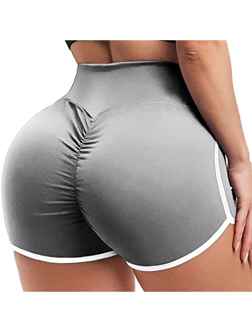 YOFIT Womens Sexy Ruched Butt Lifting Gym Shorts High Waisted Booty Yoga Shorts Workout Running Twerking Daisy Dukes Shorts